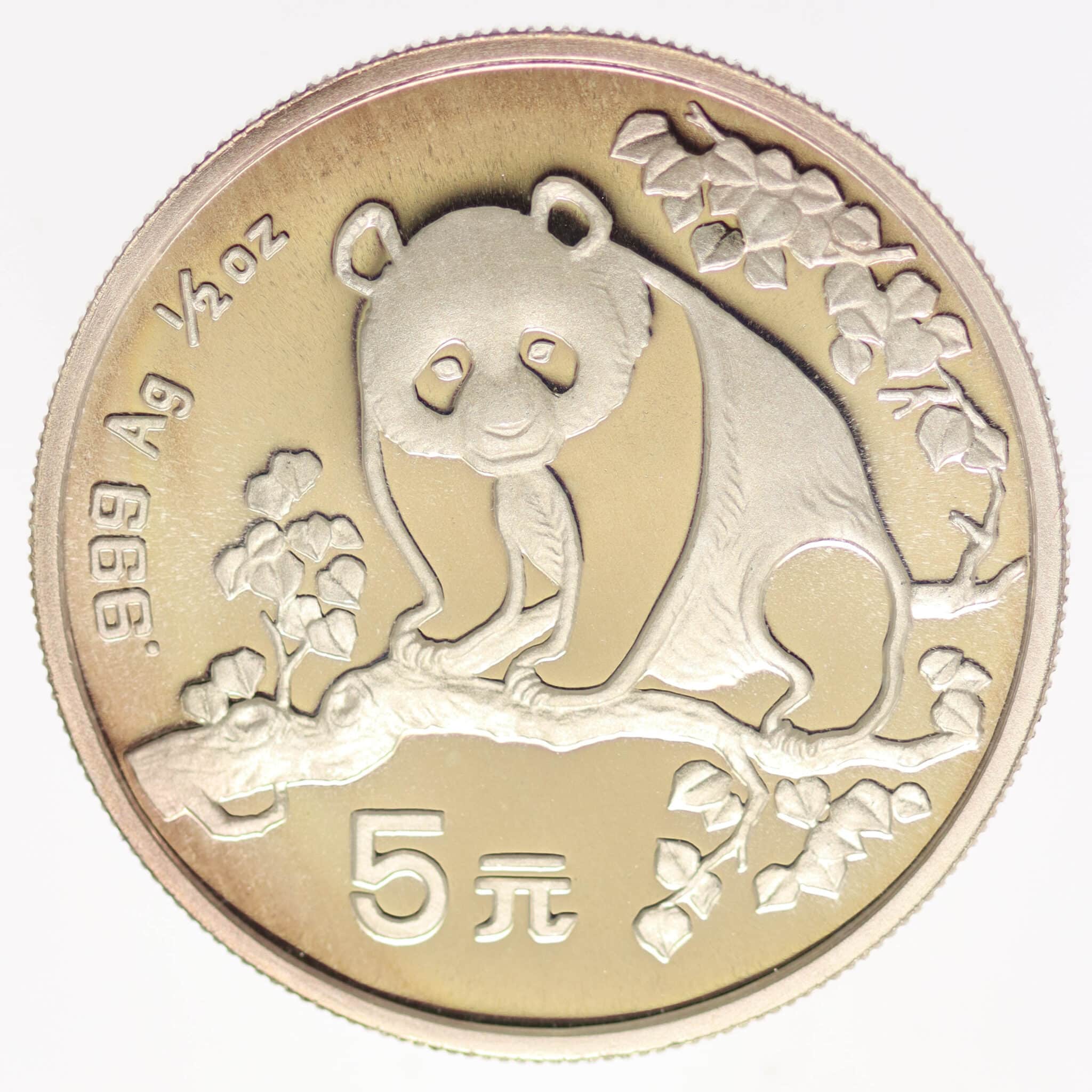 china-silbermuenzen-uebrige-welt - China Panda 5 Yuan 1993 1/2 Unze