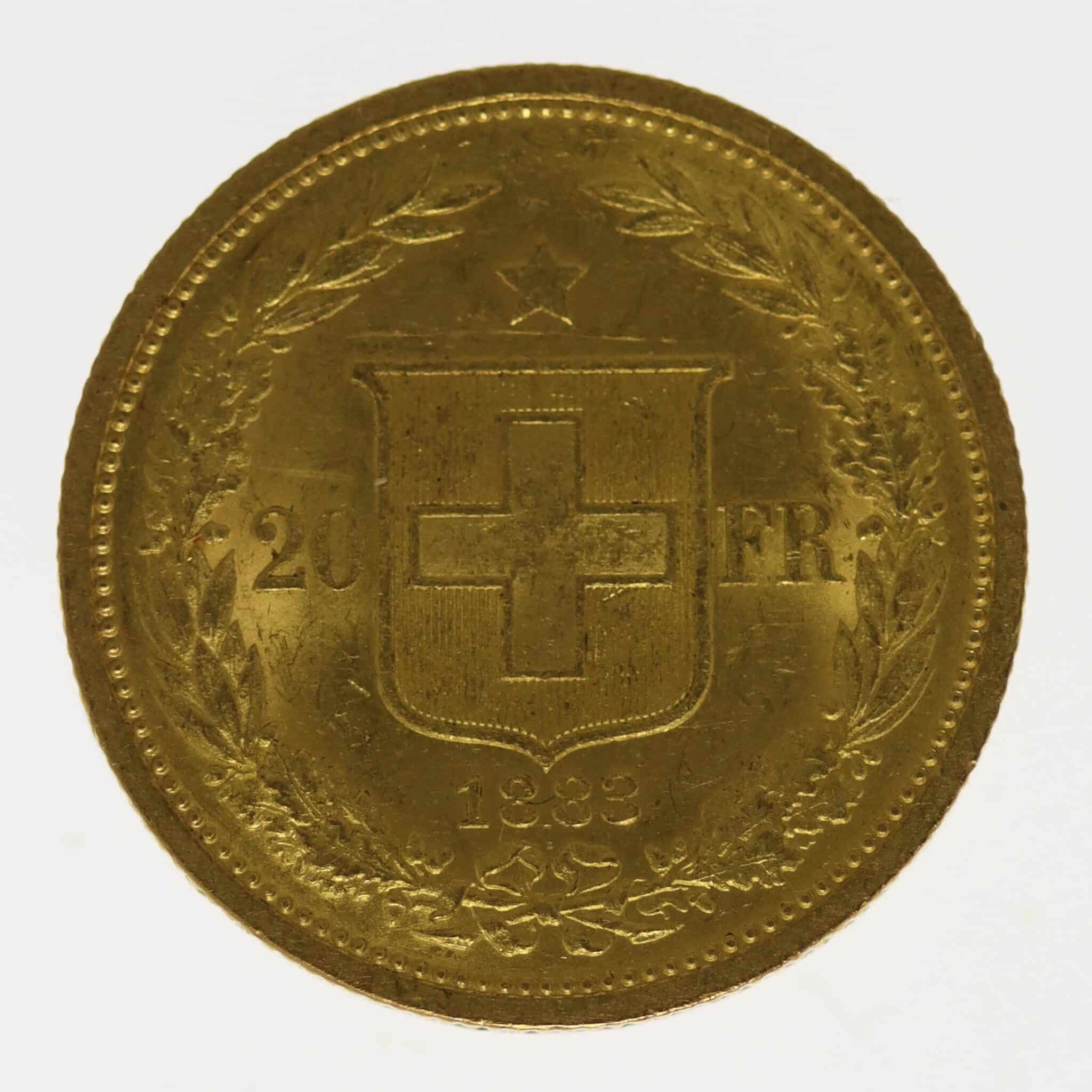 schweiz - Schweiz 20 Franken 1883 Helvetia
