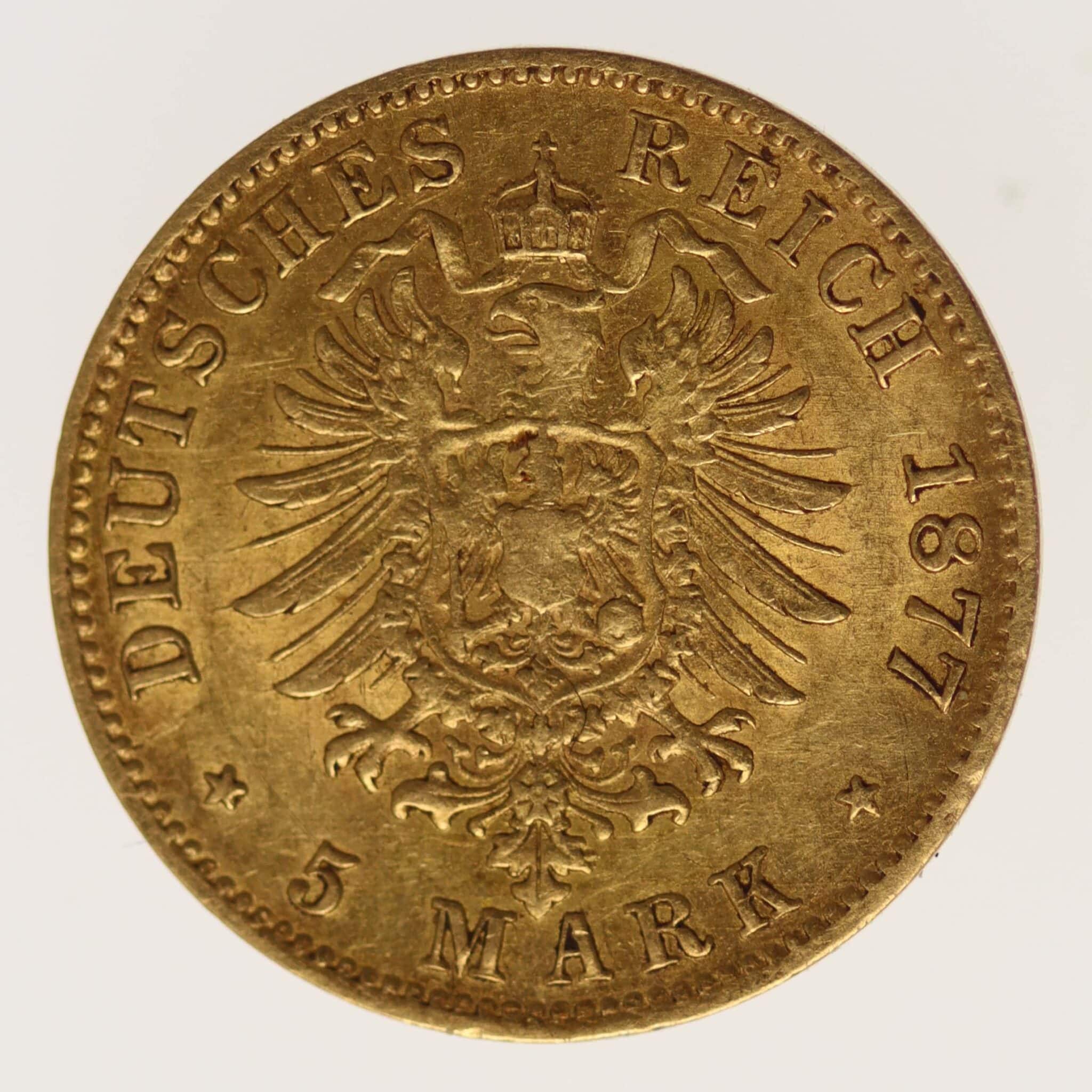 deutsches-kaiserreich-ab-1871 - Baden Friedrich I. 5 Mark 1877 G