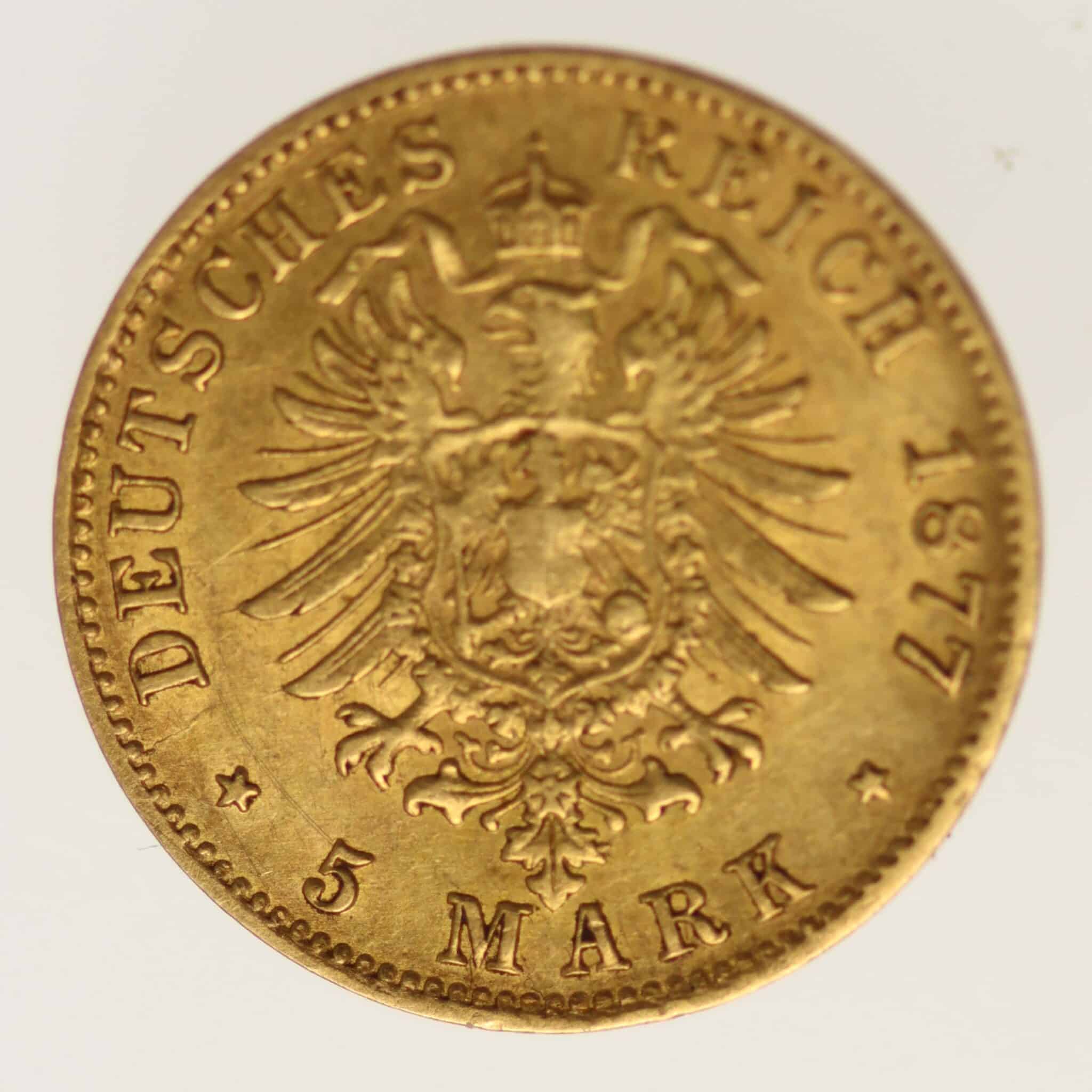 deutsches-kaiserreich-ab-1871 - Baden Friedrich I. 5 Mark 1877 G