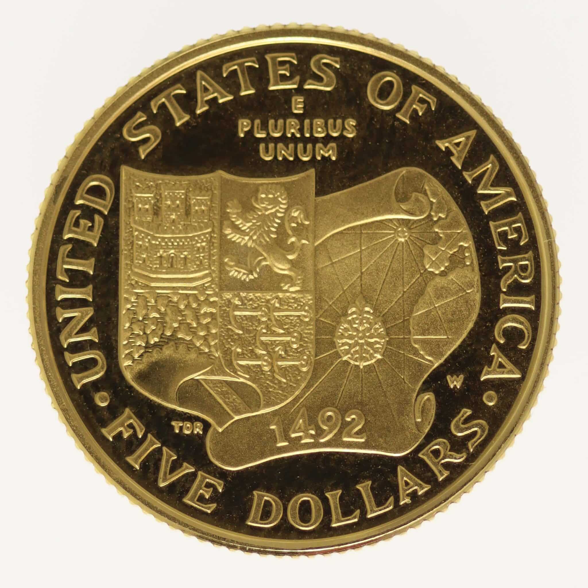 usa - USA 5 Dollars 1992 Columbus