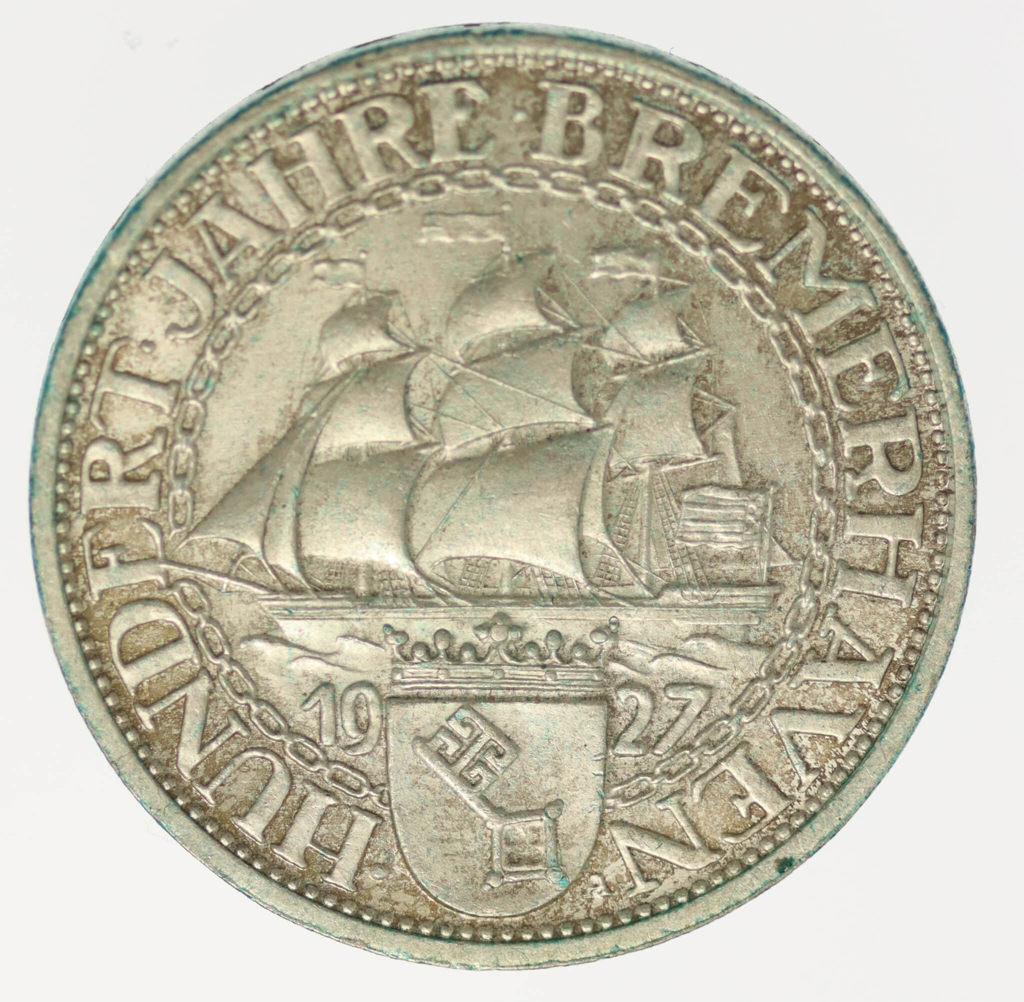 weimarer-republik-deutsche-silbermuenzen - Weimarer Republik 3 Reichsmark 1927 Bremerhaven