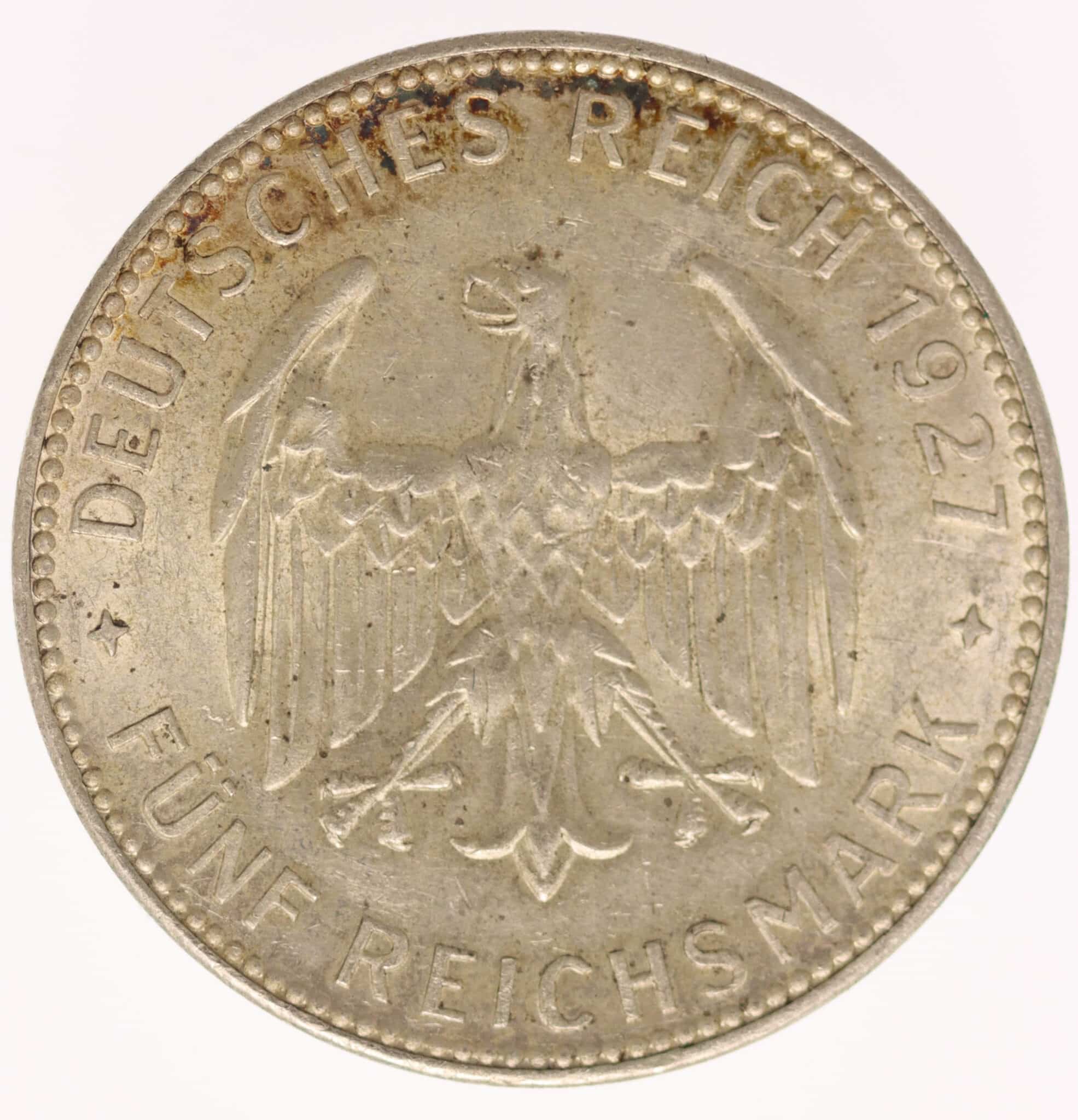 weimarer-republik-deutsche-silbermuenzen - Weimarer Republik 5 Reichsmark 1927 Uni Tübingen