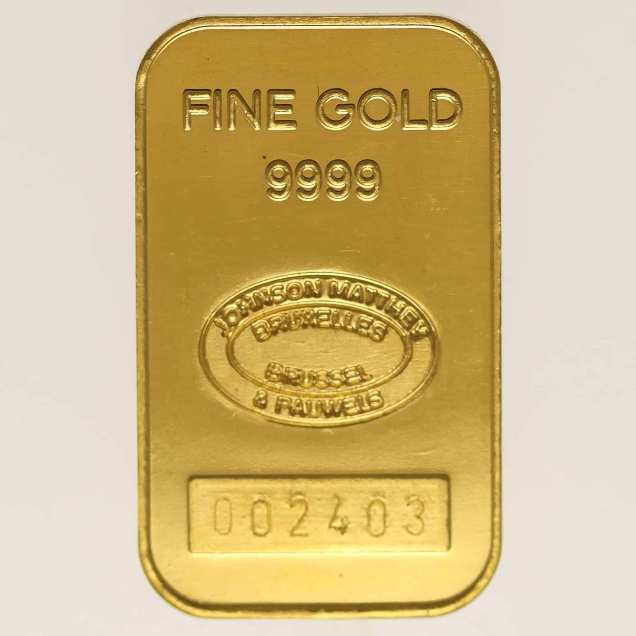 goldbarren - Goldbarren 20 Gramm Johnson Matthey & Pauwels für Banque Generale