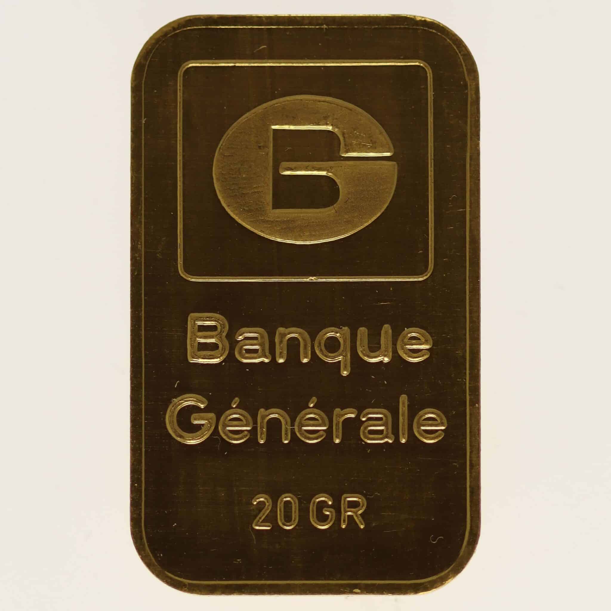 goldbarren - Goldbarren 20 Gramm Johnson Matthey & Pauwels für Banque Generale