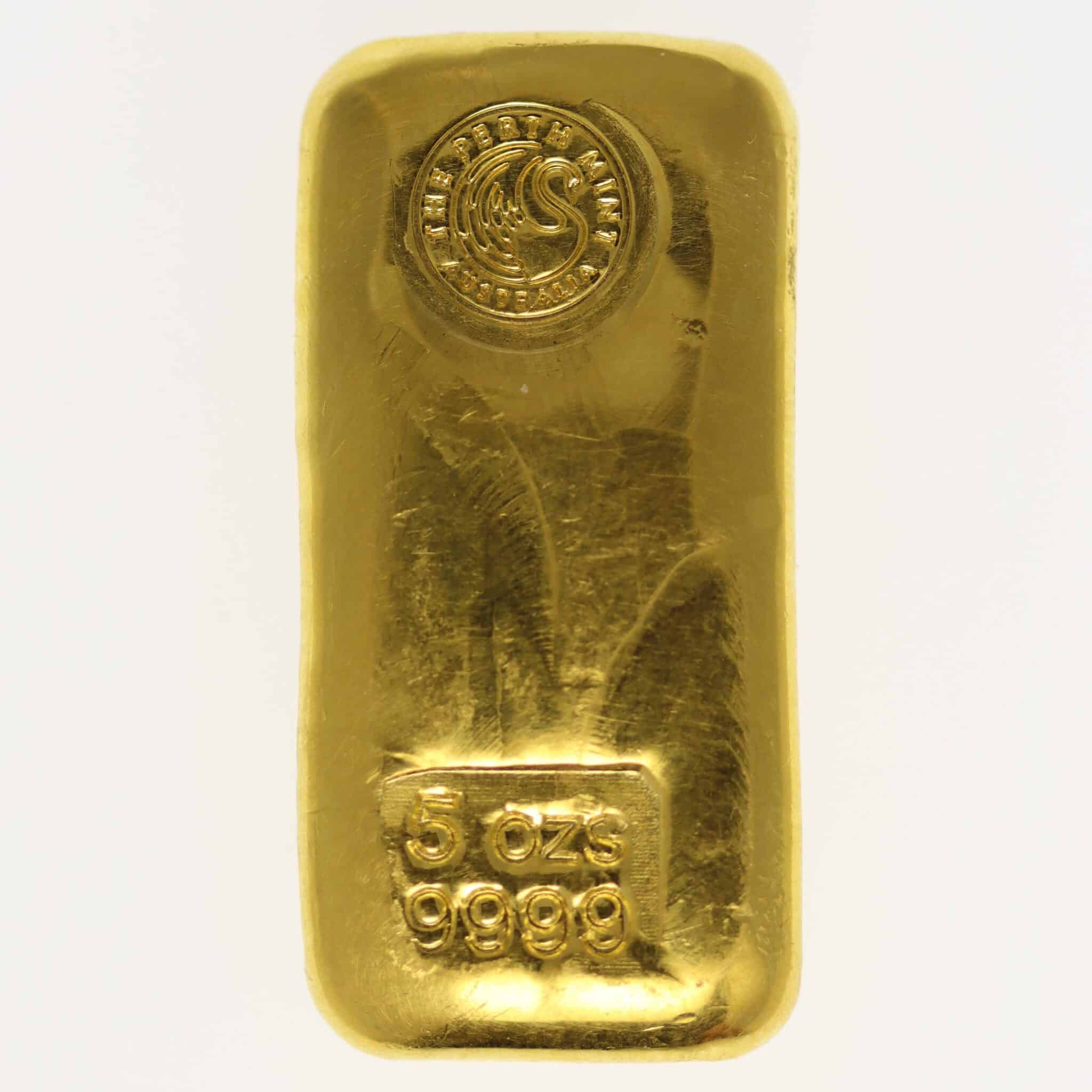 goldbarren - Goldbarren 5 OZ Australien Perth Mint