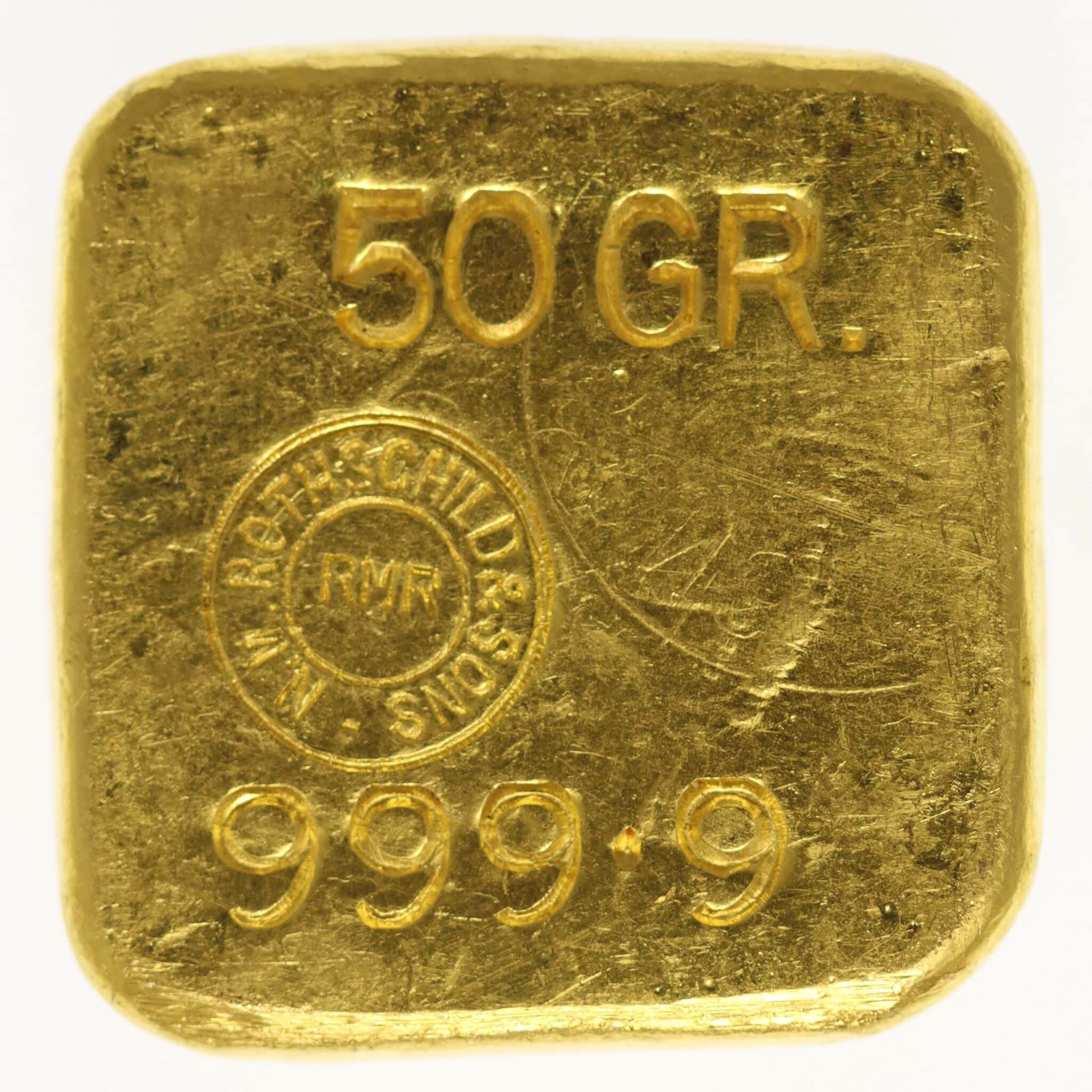 goldbarren - Goldbarren 50 Gramm Großbritannien N.M. Rothschild & Sons