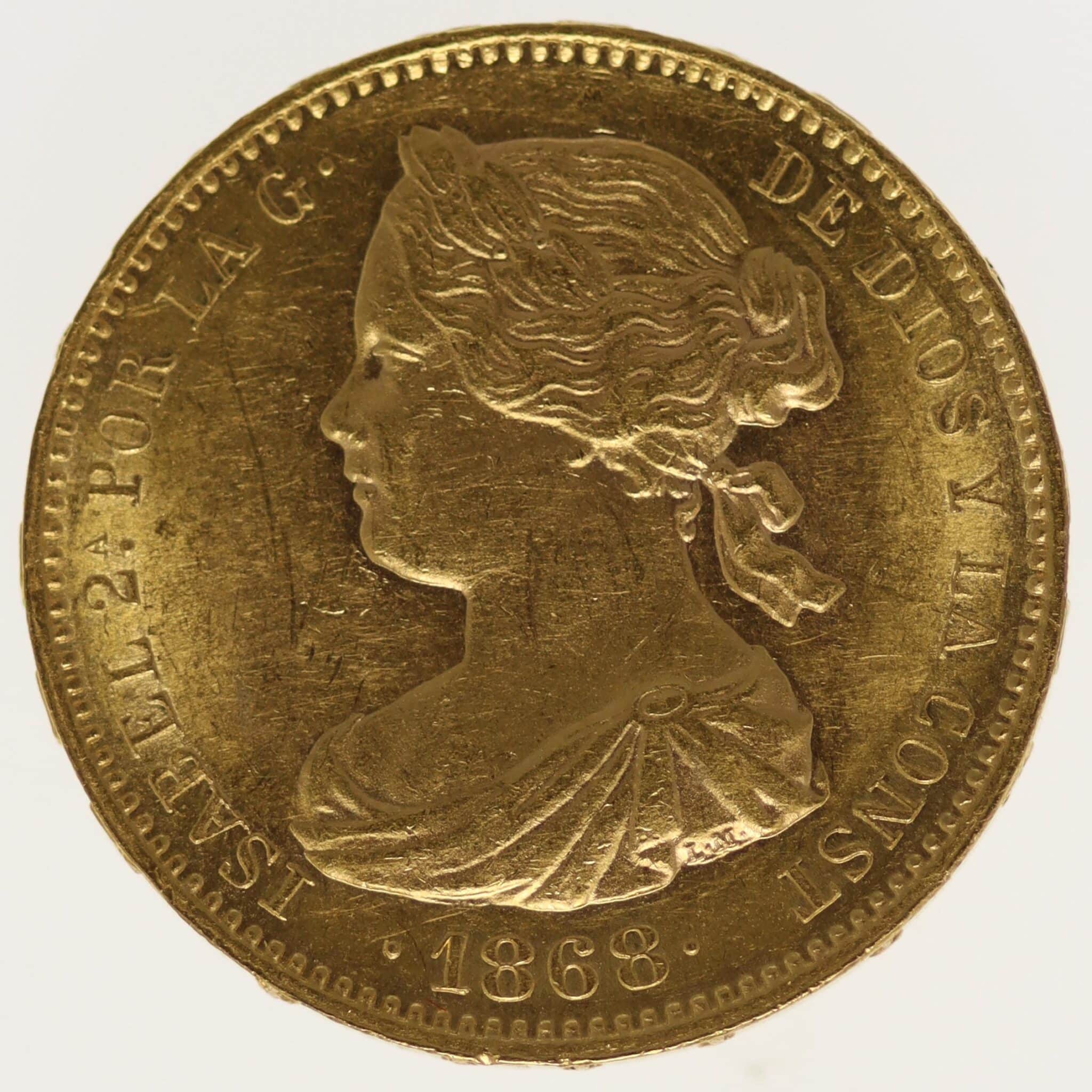 spanien - Spanien Isabella II. 10 Escudos 1868 / 18-68