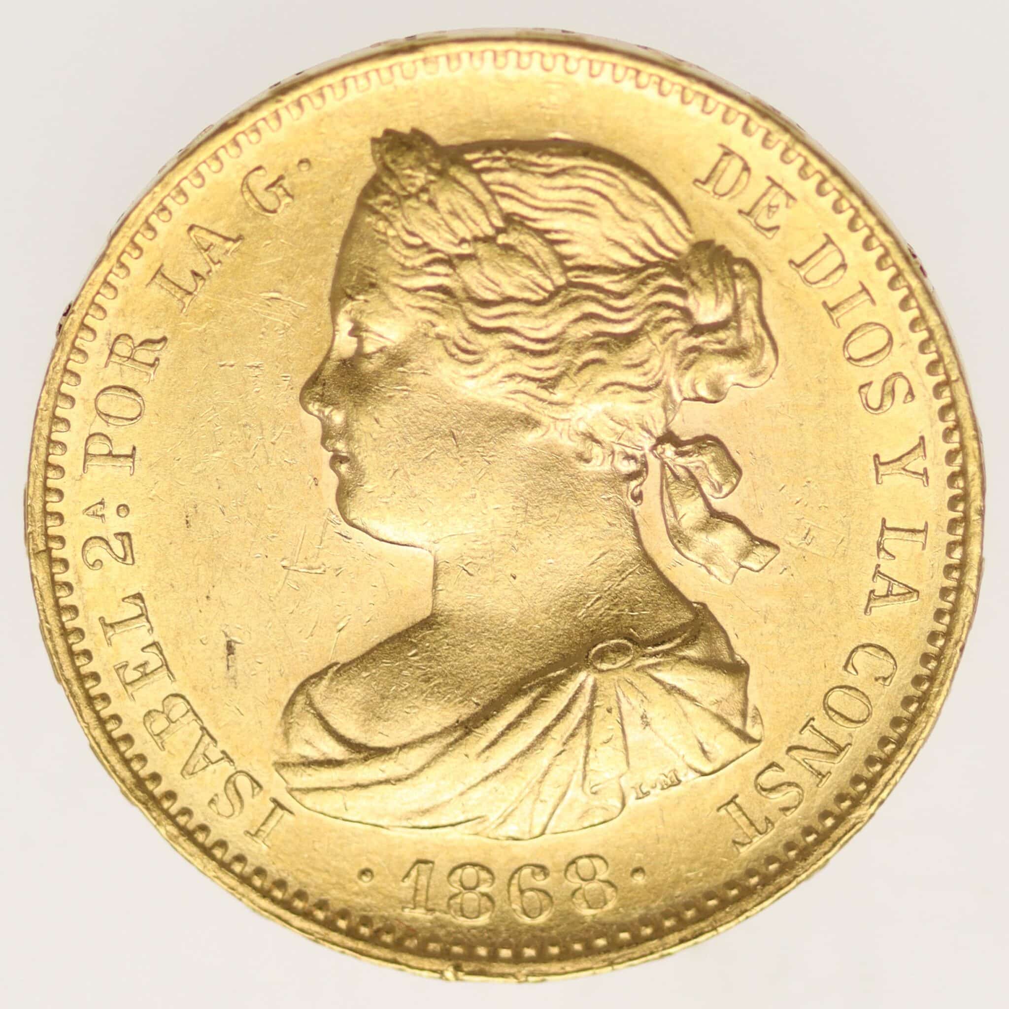 spanien - Spanien Isabella II. 10 Escudos 1868 / 18-68