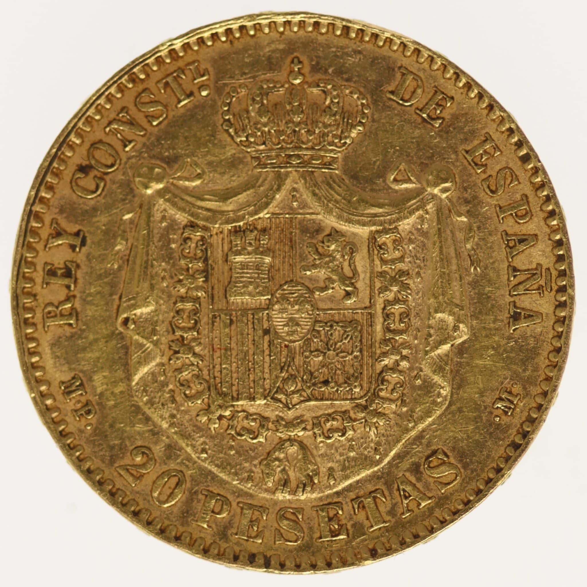 spanien - Spanien Alfonso XIII. 20 Pesetas 1890 / 18-90