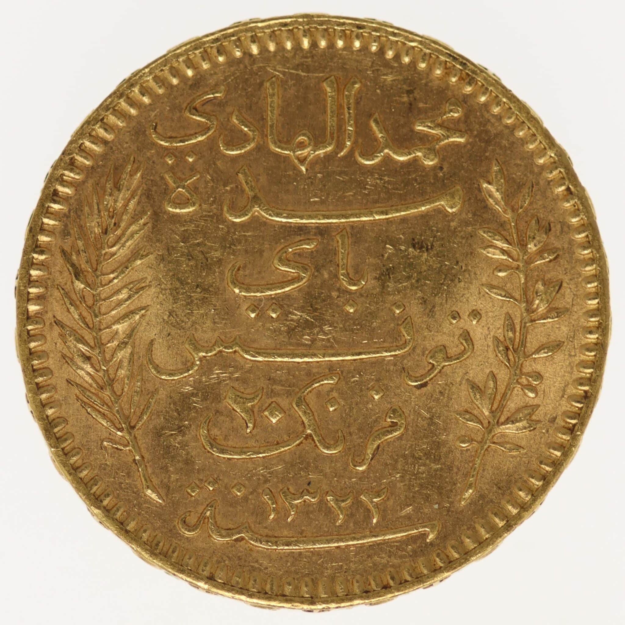 tunesien - Tunesien Mohammed El Hadi Bei 20 Francs 1904