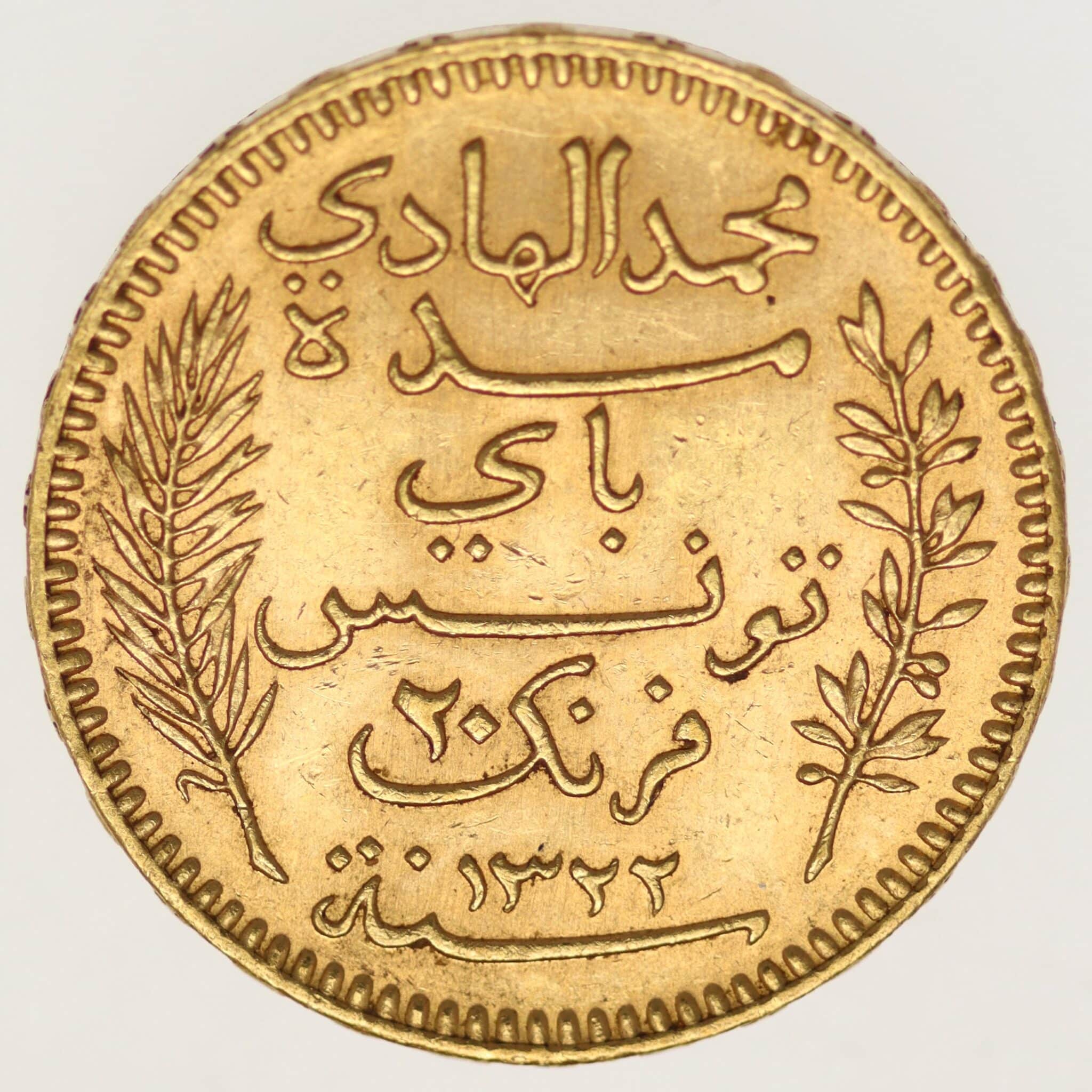 tunesien - Tunesien Mohammed El Hadi Bei 20 Francs 1904