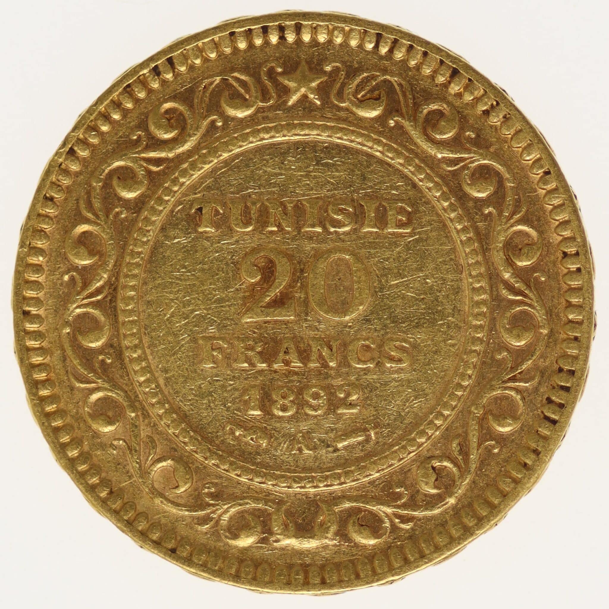 tunesien - Tunesien Ali Bey 20 Francs 1892